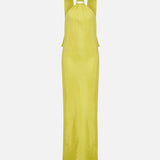 Selora-Open-Back Crinkle Maxi Dress With Accessory Detail