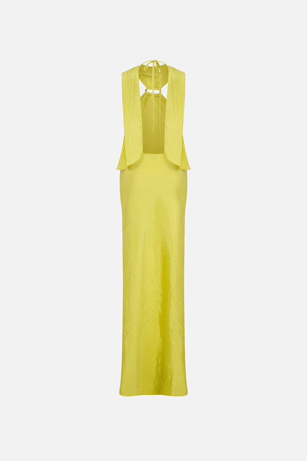 Selora-Open-Back Crinkle Maxi Dress With Accessory Detail