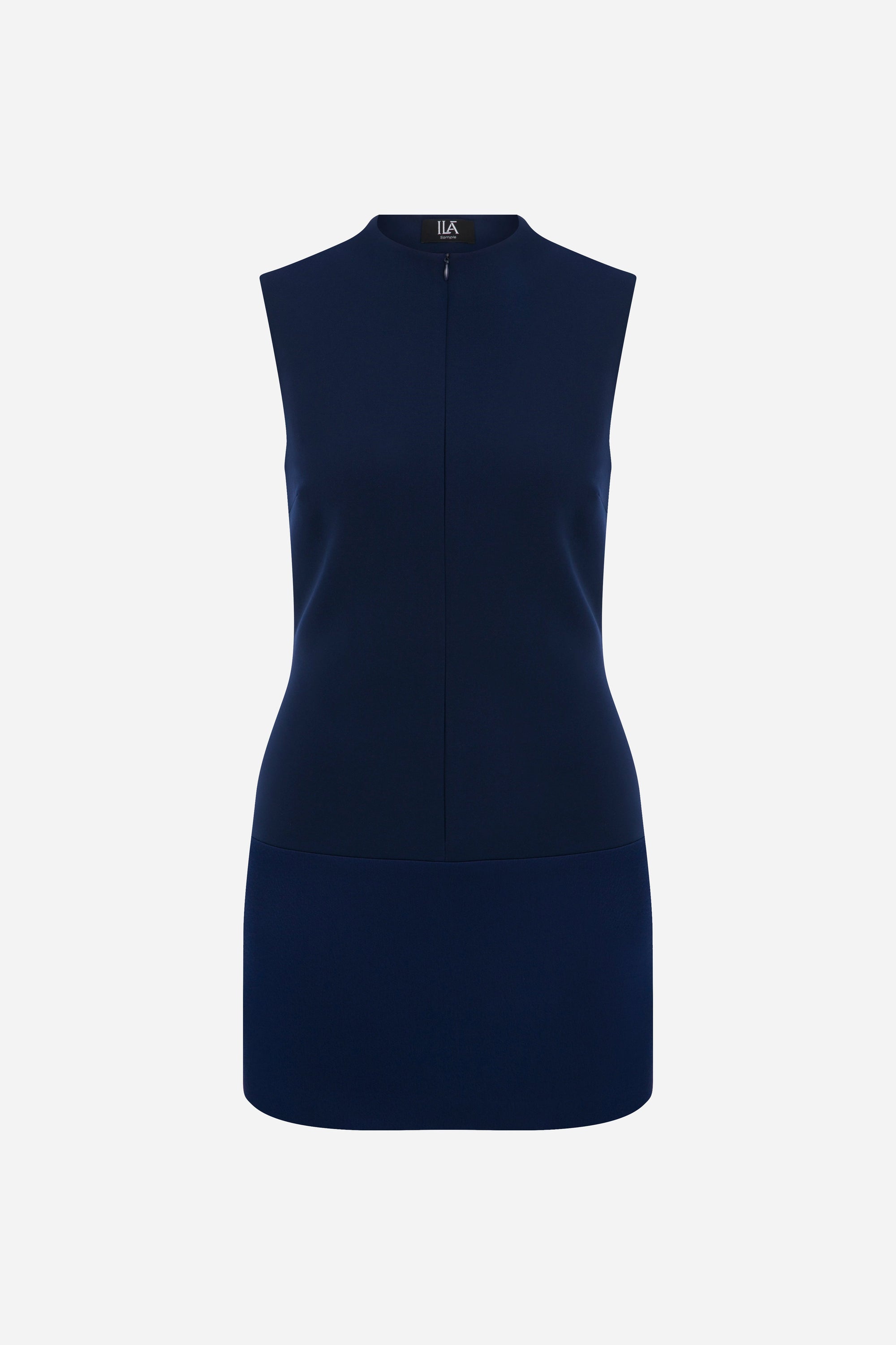 Lea - Mini Dress With Satin Detail in Navy Blue