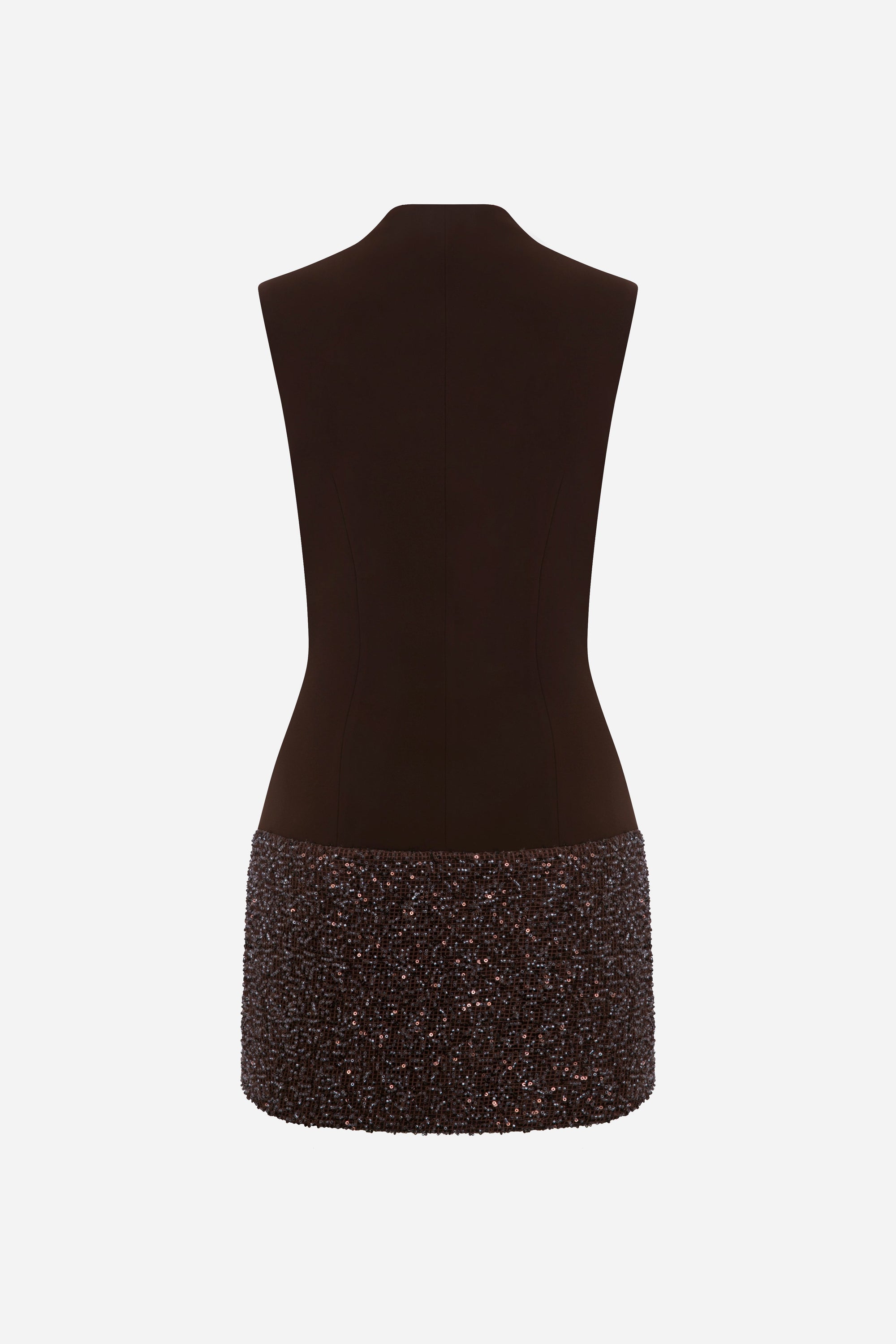 Nadia - Mini Dress with Sequin Detail in Brown