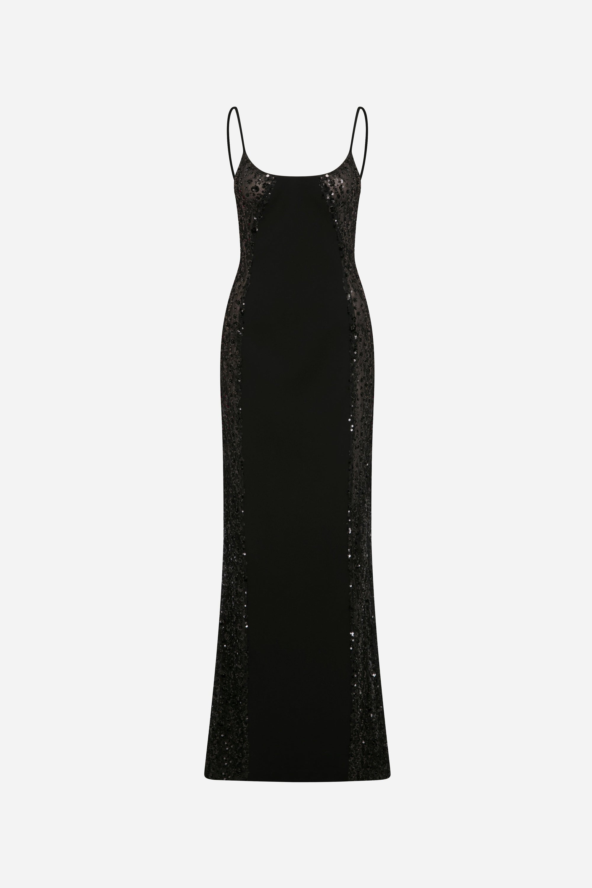 Violet - Sequin Details Slip Dress in Black
