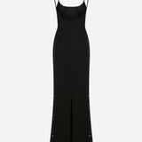 Violet - Sequin Details Slip Dress in Black