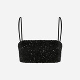 Tori-Sequin Crop Top in Black