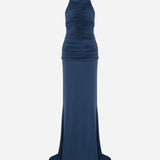 Rami - Open-Back Jersey Maxi Dress With Train in Navy Blue