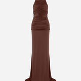 Rami - Open-Back Jersey Maxi Dress With Train in Brown