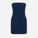 Mai - Strapless Mini Sequin Dress in Navy Blue