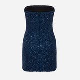 Mai - Strapless Mini Sequin Dress in Navy Blue