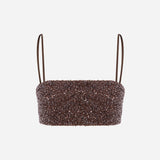 Tori-Sequin Crop Top in Brown