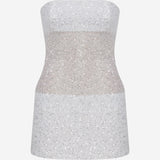Lisa - Strapless Mini Sequin Dress in White