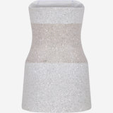 Lisa - Strapless Mini Sequin Dress in White