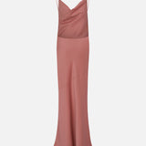 Noemie-Cowl-Neck Open-Back Satin Maxi Dress in Blush Pink