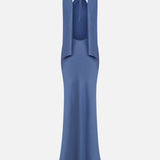 Bianca-Open-Back Satin Dress With Accessory Detail