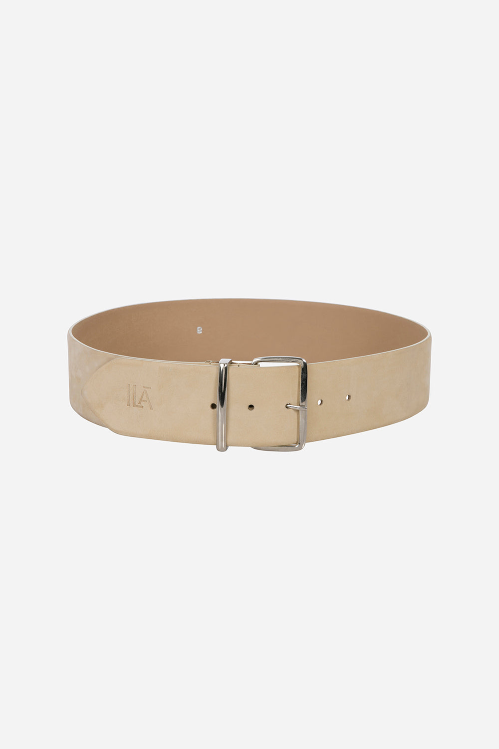 Gina-  Nubuck Wide Leather Belt With Silver Buckle