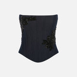 Lola - Denim Corset With Applique Details