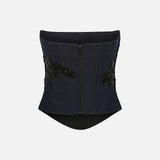 Lola - Denim Corset With Applique Details