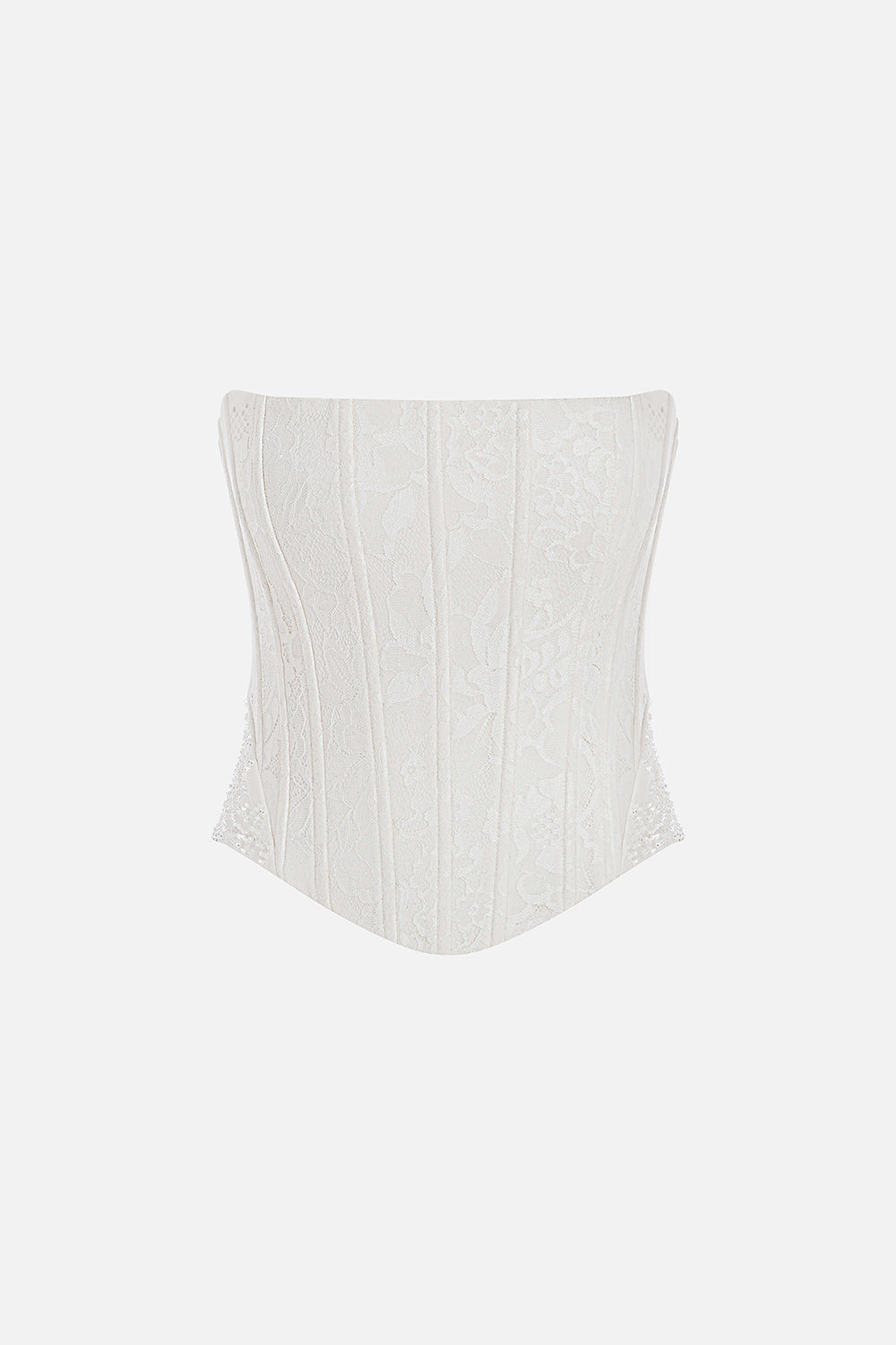 Odea-Strapless Lace Corset With Hand-Beaded Side Embellishments