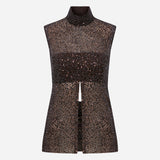 Noelle - Sequin Blouse in Brown