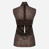 Noelle - Sequin Blouse in Brown