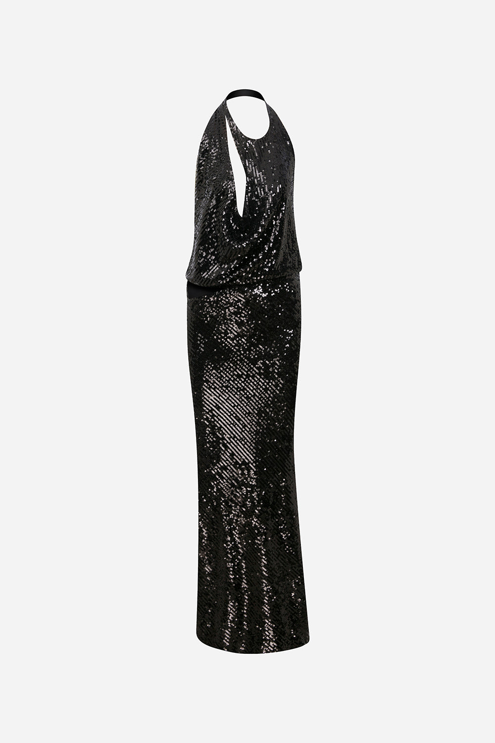 Lone - Cowl Neck Cut Out Detailed Sequin Maxi Dress