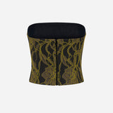 Maria-Lace-Overlay Denim Corset