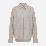 Nina-Striped Poplin Shirt in Brown