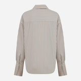 Nina-Striped Poplin Shirt in Brown