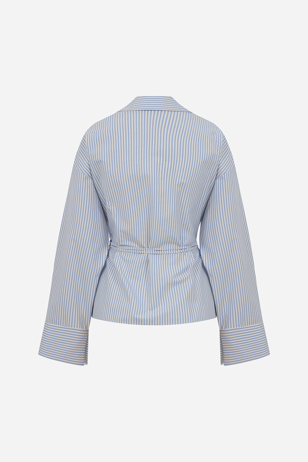 Lee-Draped Poplin Shirt With Accessory Detail in Blue Stripe