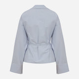 Lee-Draped Poplin Shirt With Accessory Detail in Blue Stripe