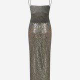 Anissa-Backless Sequin Midi Dress