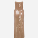 Cher-Strapless Sequin Midi Dress With Accessory Detail