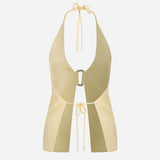 June-Open-Back Vest With Front Accessory Detail in Light Yellow