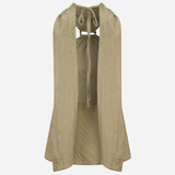 Kae-Open-Back Crinkle Top With Accessory Detail in Khaki