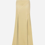 Jaime-Maxi Skirt With Double Front Slit Detail in Butter Yellow