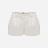 Lou-Tailored Pleated Mini Shorts in White