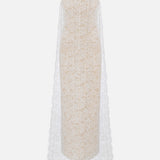 Miles-Strapless Lace Midi Dress With Back Train Detail