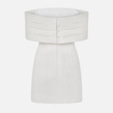 Solene-Lace Mini Dress With Silk Tuxedo Collar