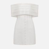 Solene-Lace Mini Dress With Silk Tuxedo Collar