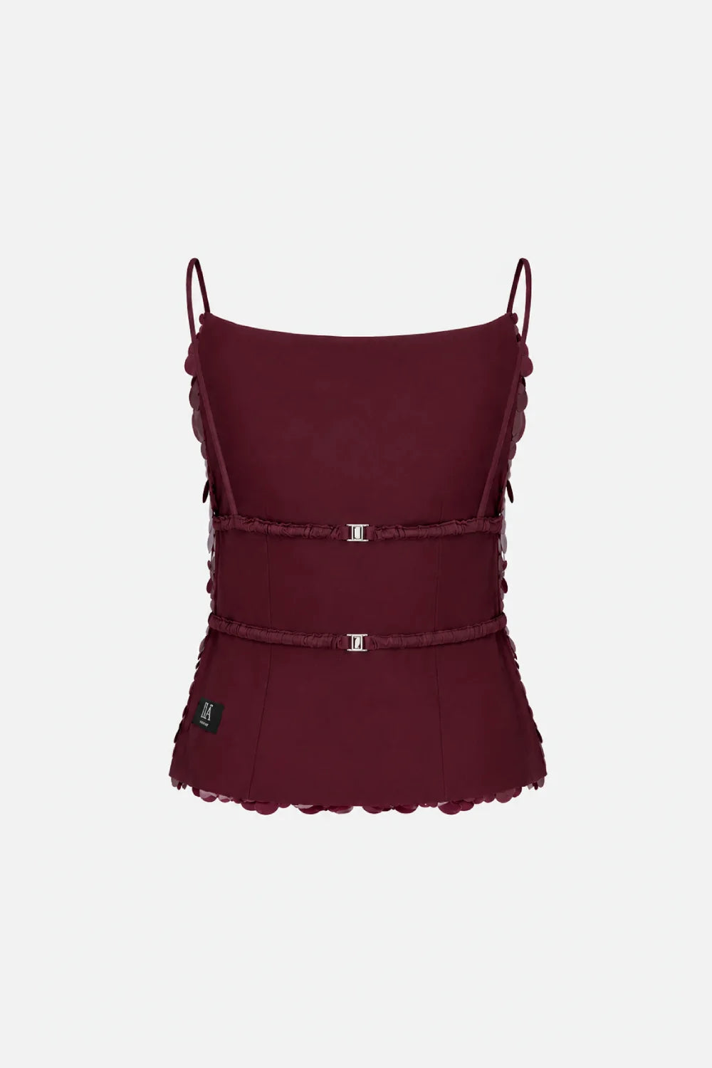 Cassie Open-Back Sequin Top in Burgundy Sequin