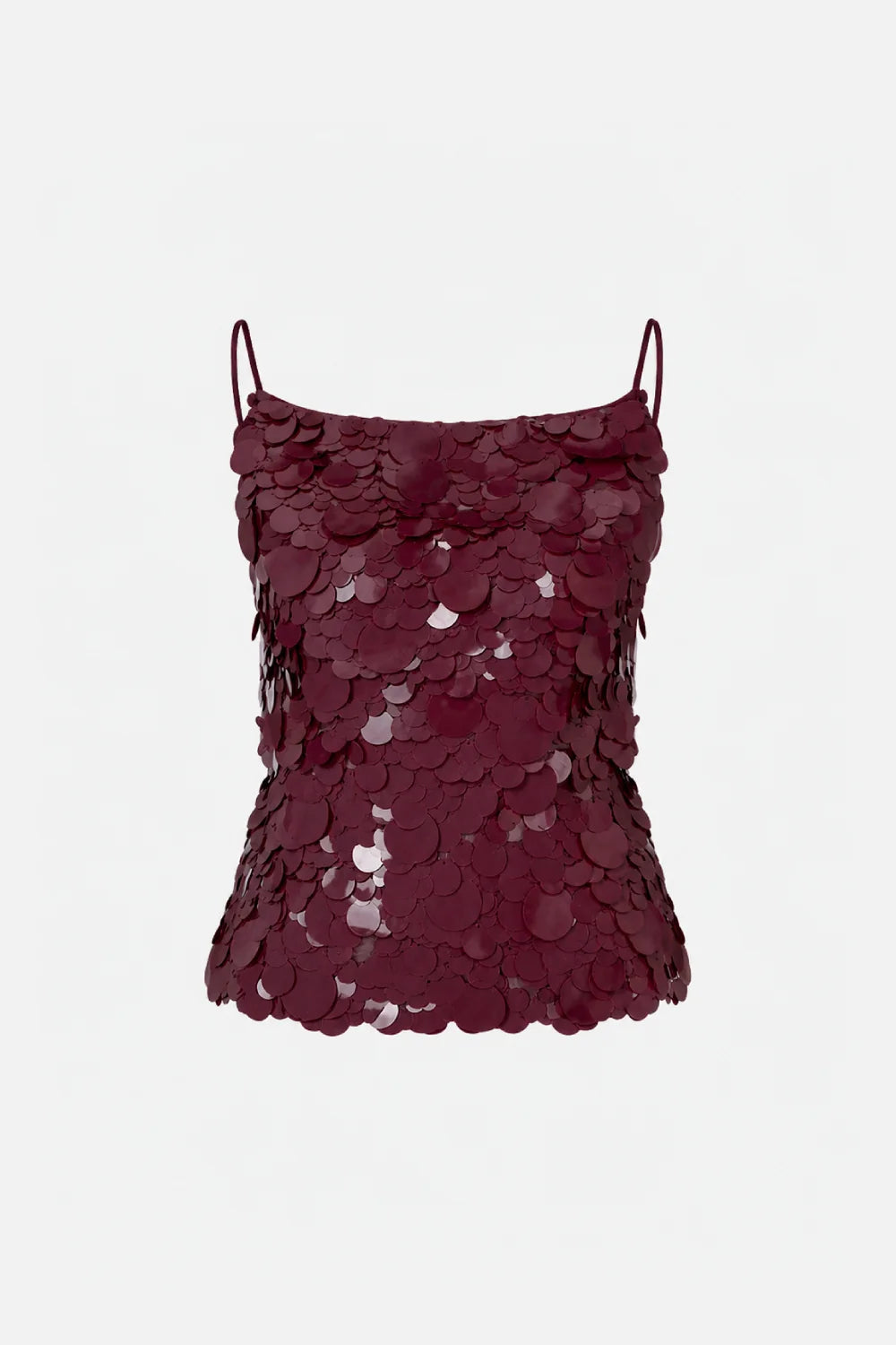 Cassie Open-Back Sequin Top in Burgundy Sequin