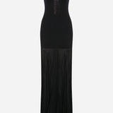 Laura - Strapless 3-String Dress with Crushed Chiffon Detailed in Black
