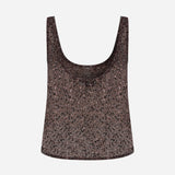 Lend - U-Neck Sequin Tank Top in Brown
