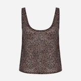 Lend - U-Neck Sequin Tank Top in Brown