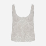 Lend-U-Neck Sequin Tank Top in White