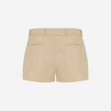 Lou - Tailored Pleated Mini Shorts in Beige