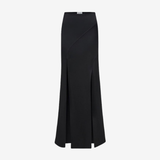 Jaime-Maxi Skirt With Double Front Slit Detail in Black